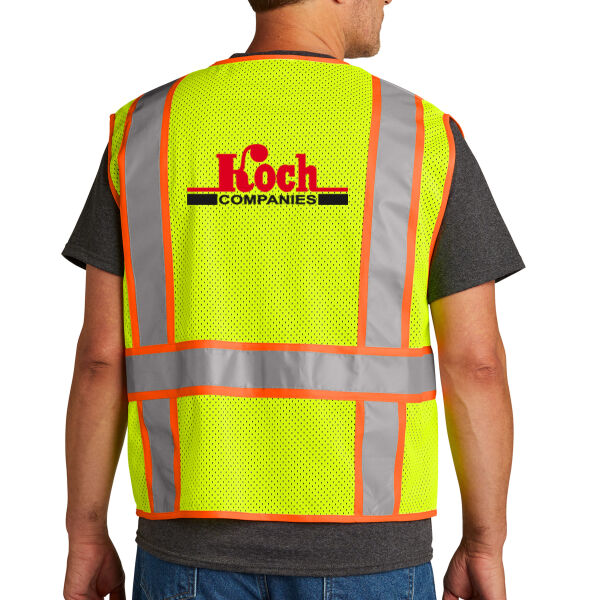 CornerStone® ANSI 107 Class 2 Mesh Zippered Two-Tone Vest - Printed Logo Thumbnail