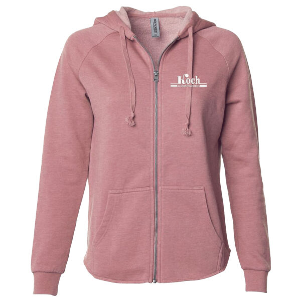 Independent Trading Co. - Women's California Wave Wash Full-Zip Hooded Sweatshirt - Embroidered Logo Thumbnail