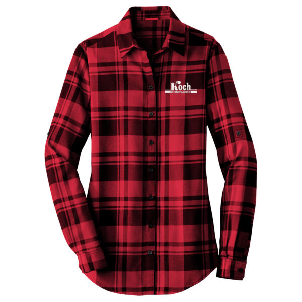 Port Authority® Ladies Plaid Flannel Tunic - Embroidered Logo Thumbnail