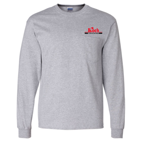 Gildan® - Ultra Cotton® 100% Cotton Long Sleeve T-Shirt with Pocket - Printed Logo Thumbnail