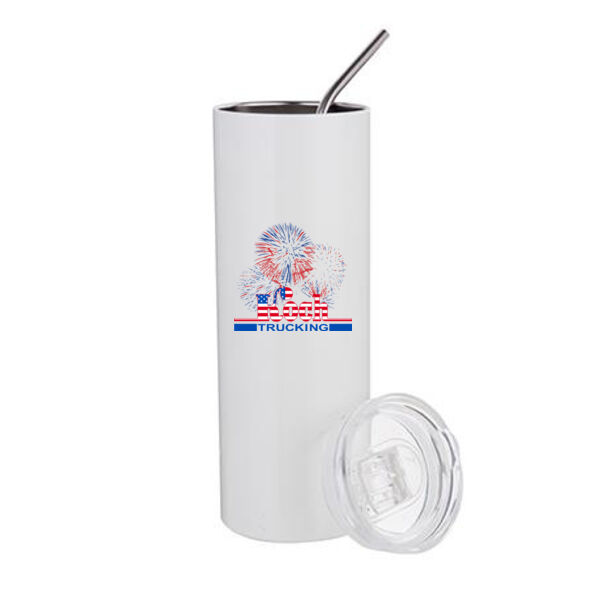 20 Oz Stainless Steel Tumbler with Straw & Lid - Sublimated Logo Thumbnail