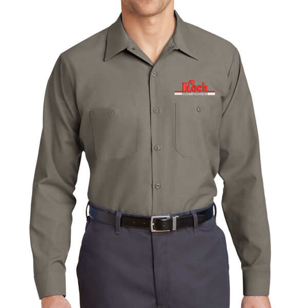 Red Kap® Long Size, Long Sleeve Industrial Work Shirt - Embroidered Logo Thumbnail