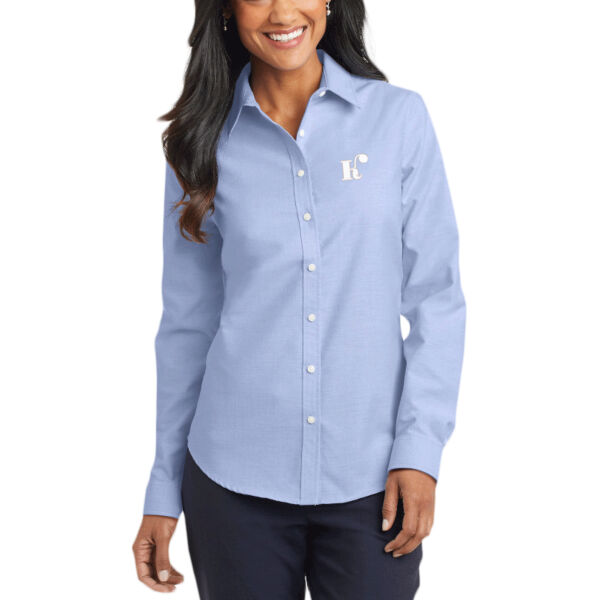 Port Authority® Ladies SuperPro™ Oxford Shirt - Embroidered Logo Thumbnail