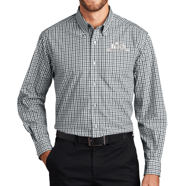 Port Authority® Long Sleeve Gingham Easy Care Shirt - Embroidered Logo Thumbnail