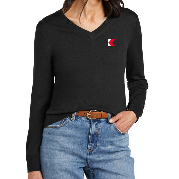 Brooks Brothers ® Women’s Washable Merino V-Neck Sweater - Embroidered Logos - Koch Logistics Exclusive Thumbnail