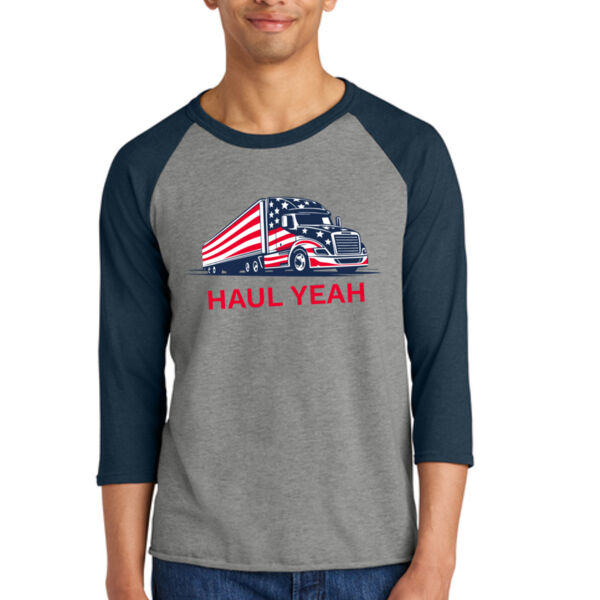 Jerzees® Unisex Premium Blend Combed Ring Spun 3/4-Sleeve Raglan Tee - Printed Logos Thumbnail